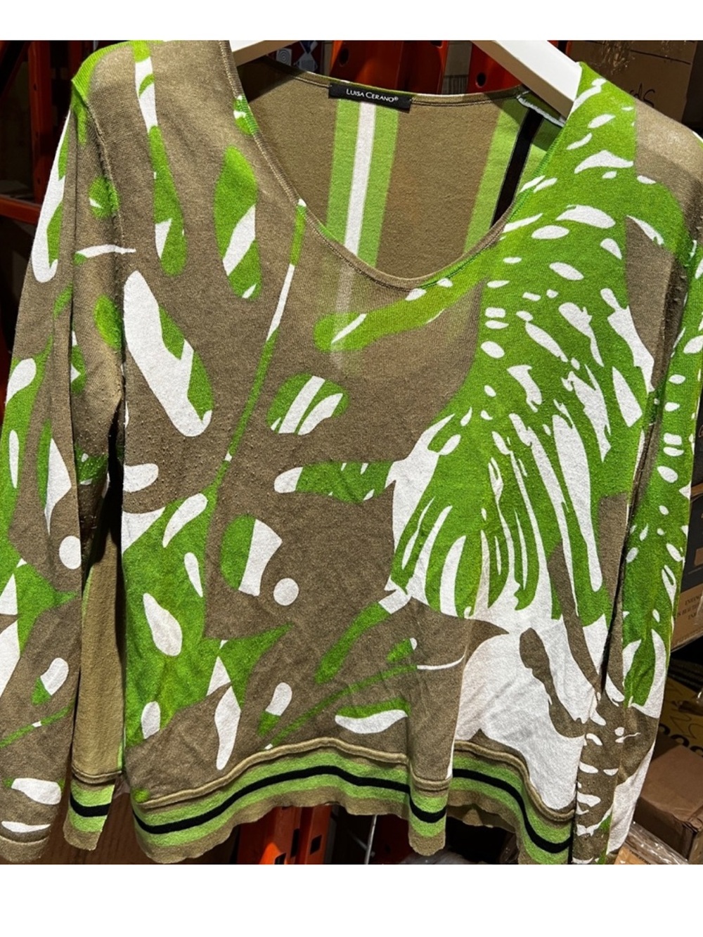 Luisa Cerano Green and Brown
Leaf Print Sweater